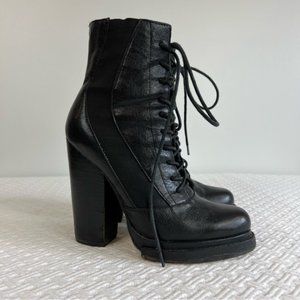 Jeffrey Campbell Lace Up Heeled Boots black leather